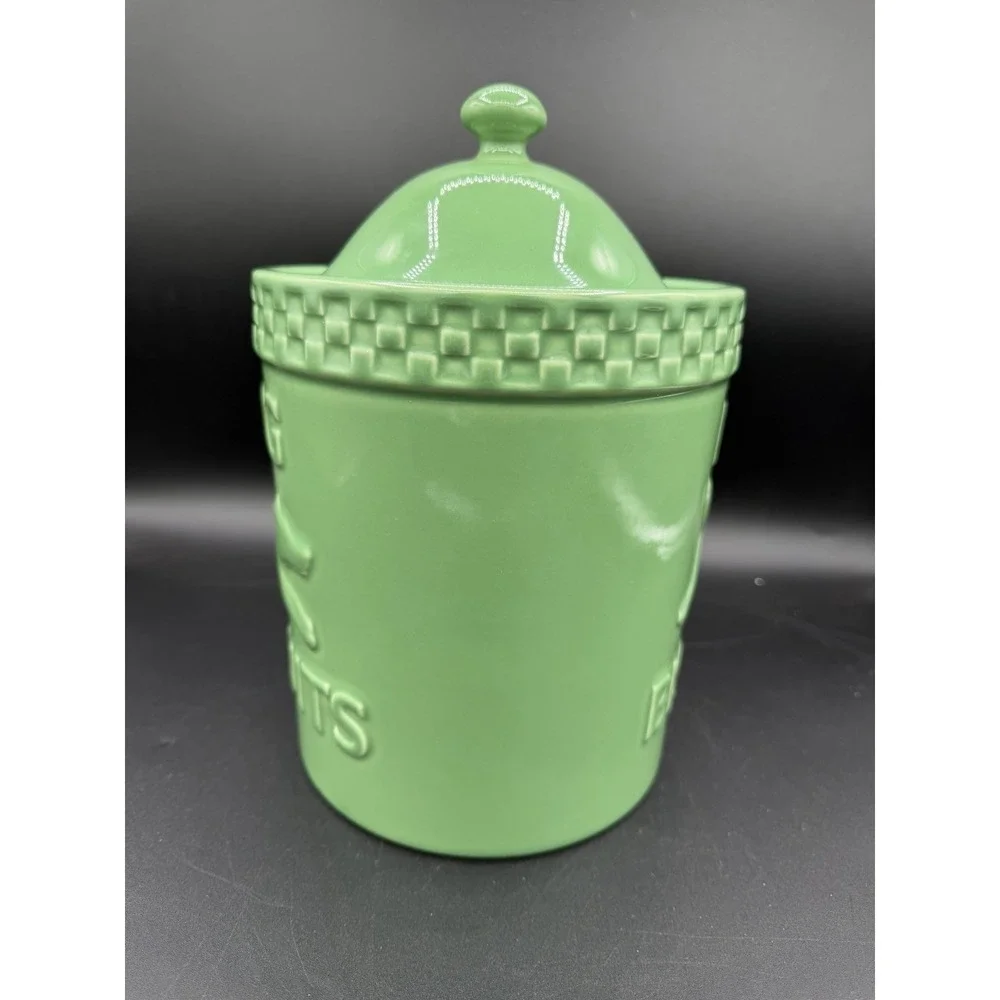 🐾💚 Longaberger Mulligan Dog Biscuit Canister / Jar–Green – Retired Collectible